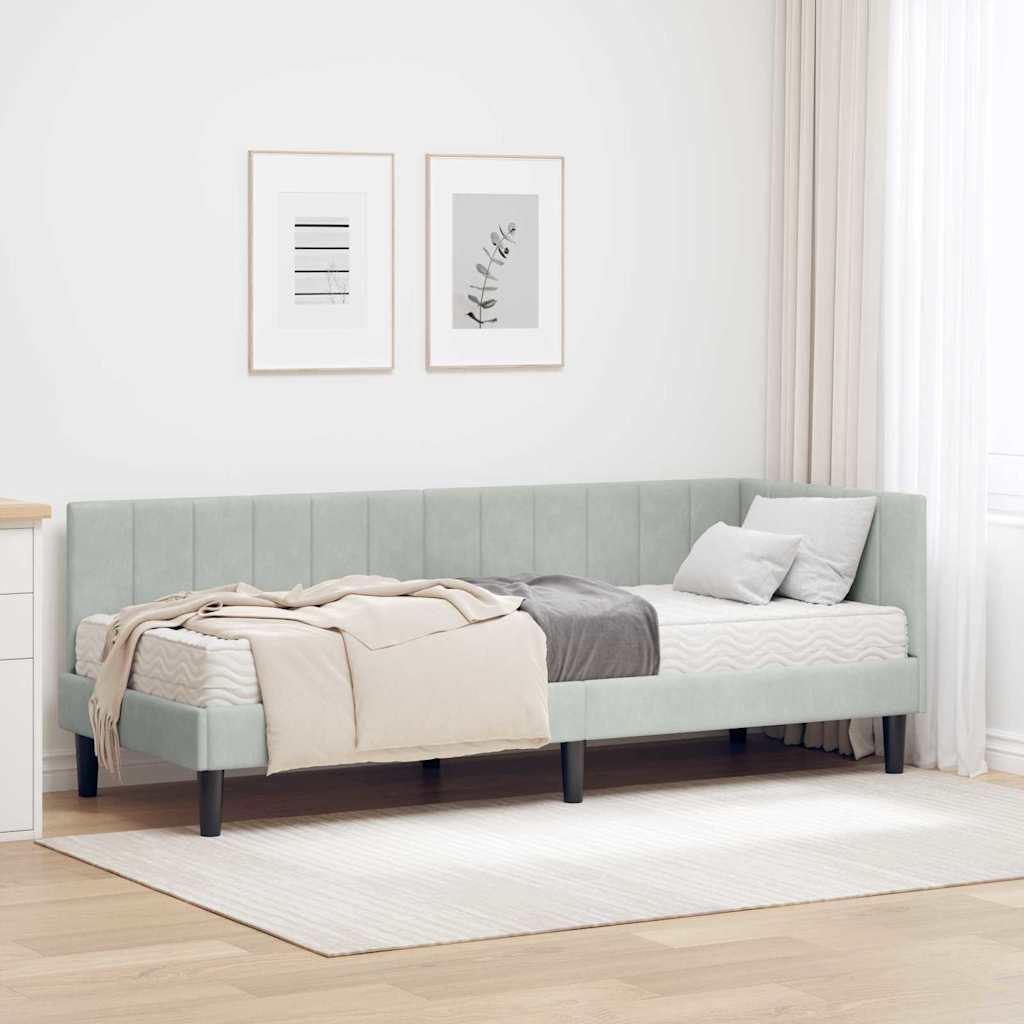 Hoekbedframe met Matras met matras 2 pcs Lichtgrijs Fluweel is nu te koop bij PeponiXL, paradijselijk wonen!