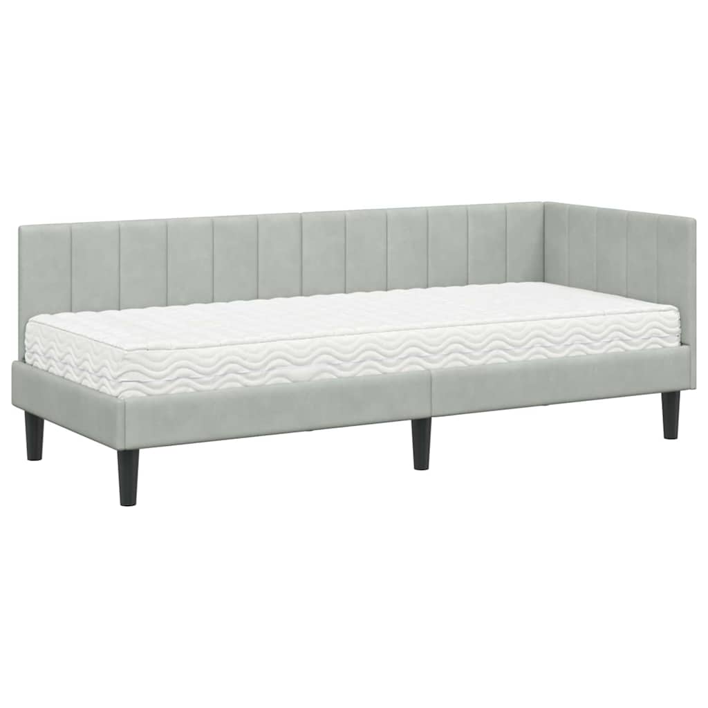 Hoekbedframe met Matras met matras 2 pcs Lichtgrijs Fluweel is nu te koop bij PeponiXL, paradijselijk wonen!