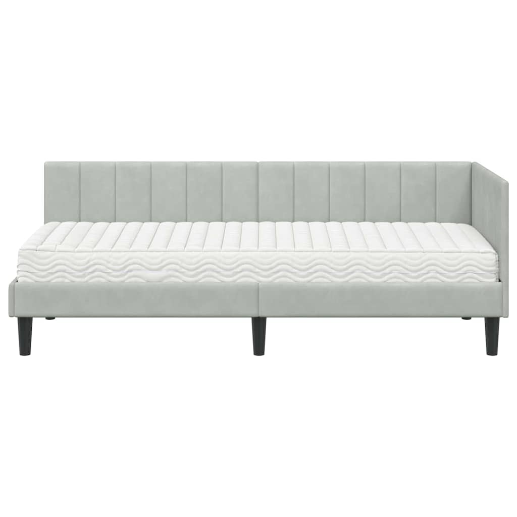 Hoekbedframe met Matras met matras 2 pcs Lichtgrijs Fluweel is nu te koop bij PeponiXL, paradijselijk wonen!