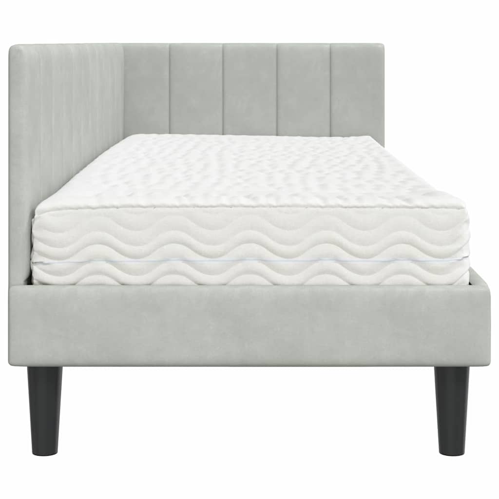 Hoekbedframe met Matras met matras 2 pcs Lichtgrijs Fluweel is nu te koop bij PeponiXL, paradijselijk wonen!