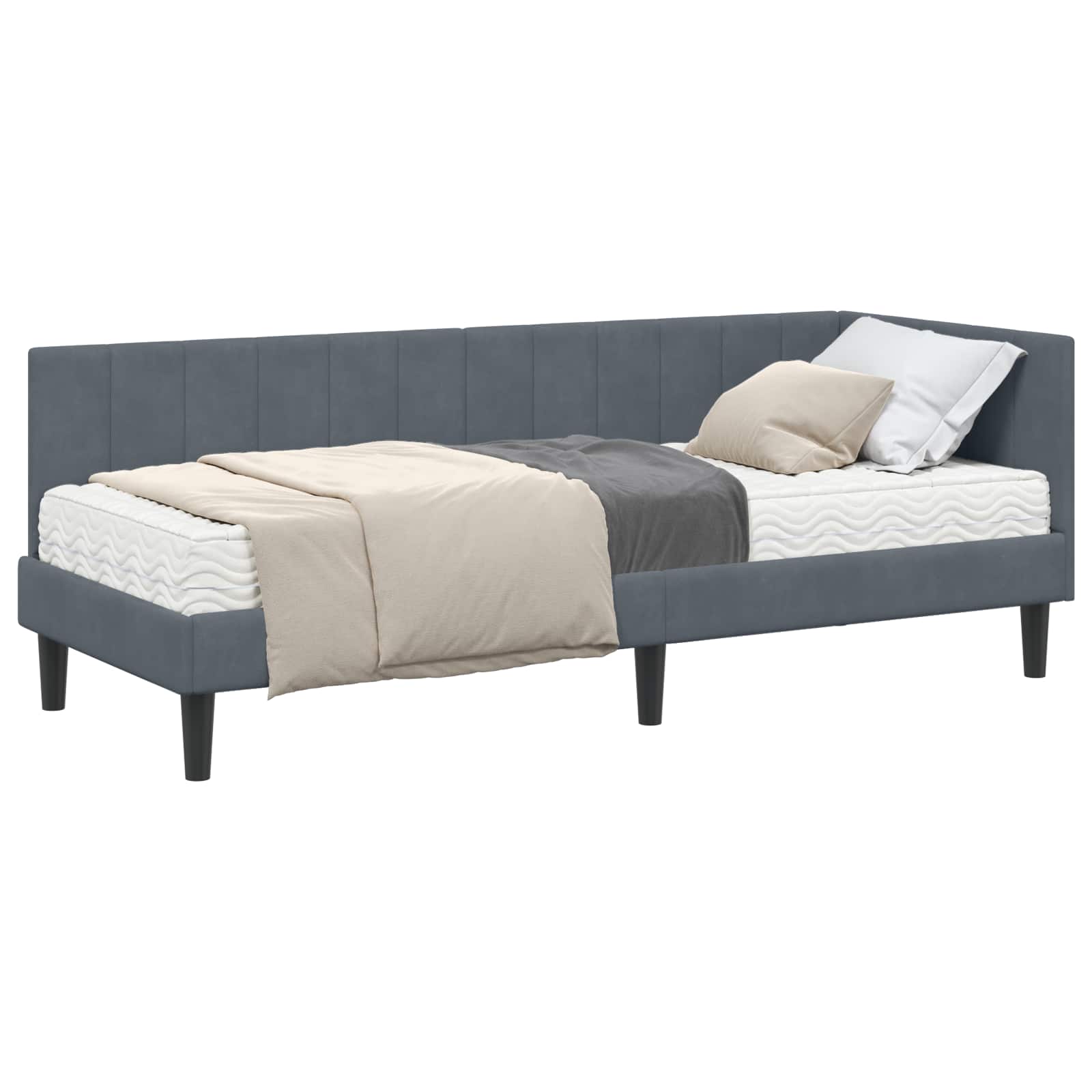 Hoekbedframe met Matras met matras 2 pcs Grijs Fluweel is nu te koop bij PeponiXL, paradijselijk wonen!