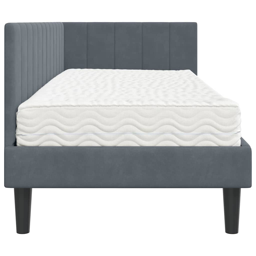 Hoekbedframe met Matras met matras 2 pcs Grijs Fluweel is nu te koop bij PeponiXL, paradijselijk wonen!