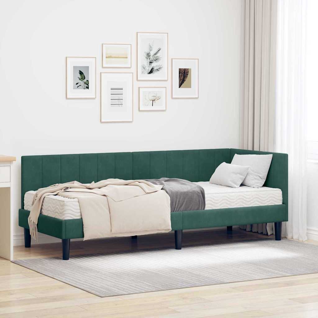 Hoekbedframe met Matras met hoofdeinde 2 pcs Groen Fluweel is nu te koop bij PeponiXL, paradijselijk wonen!