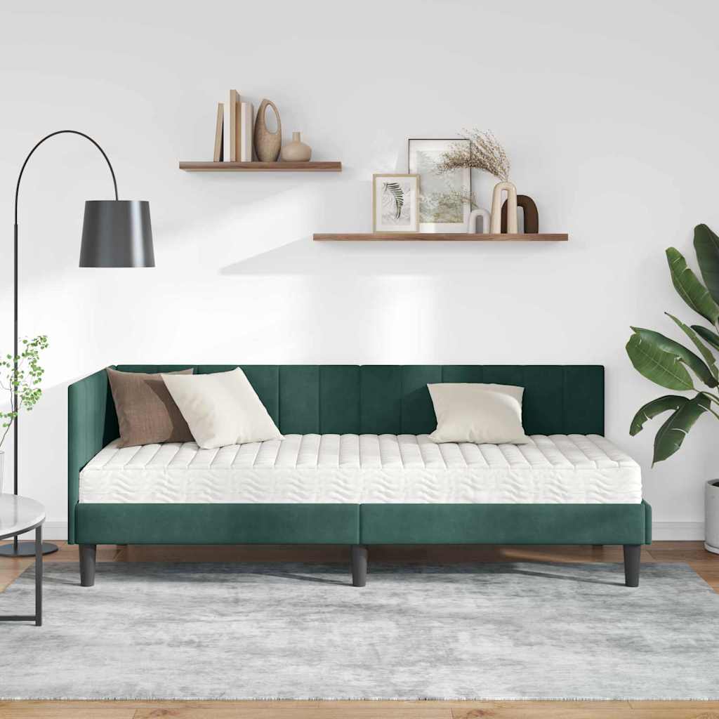 Hoekbedframe met Matras met hoofdeinde 2 pcs Groen Fluweel is nu te koop bij PeponiXL, paradijselijk wonen!
