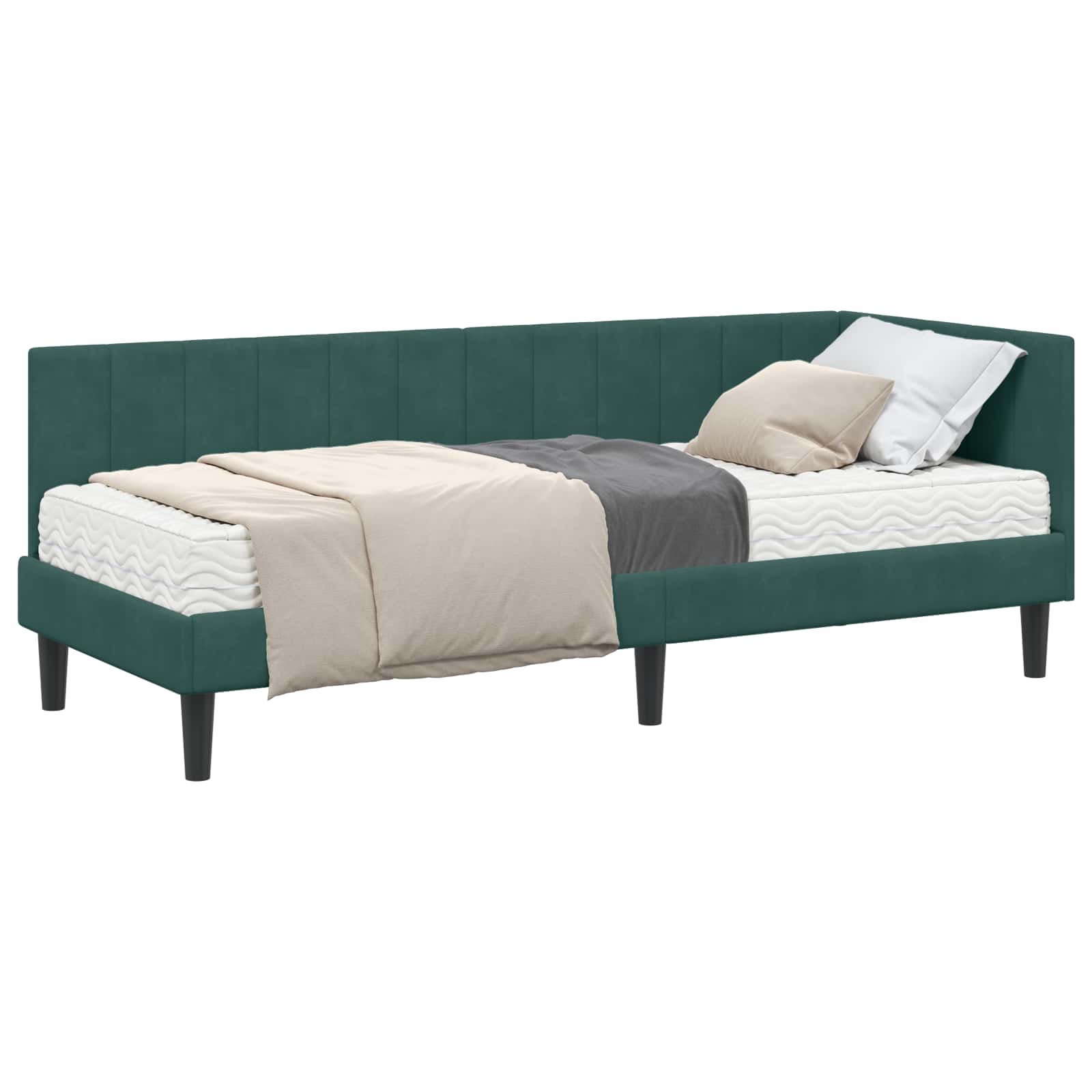 Hoekbedframe met Matras met hoofdeinde 2 pcs Groen Fluweel is nu te koop bij PeponiXL, paradijselijk wonen!