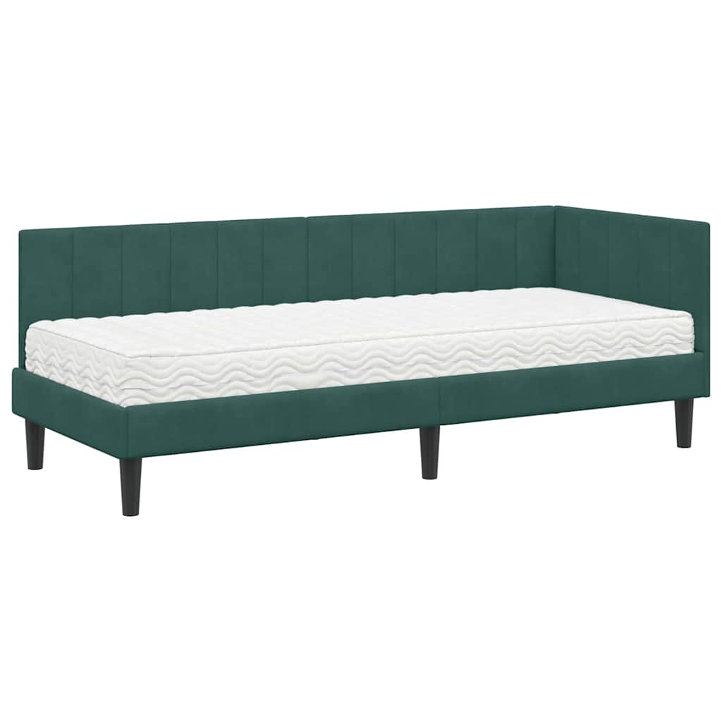Hoekbedframe met Matras met hoofdeinde 2 pcs Groen Fluweel is nu te koop bij PeponiXL, paradijselijk wonen!