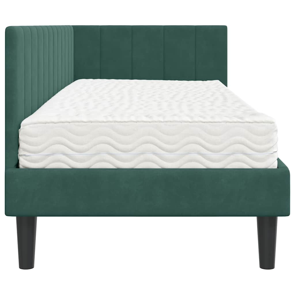 Hoekbedframe met Matras met hoofdeinde 2 pcs Groen Fluweel is nu te koop bij PeponiXL, paradijselijk wonen!
