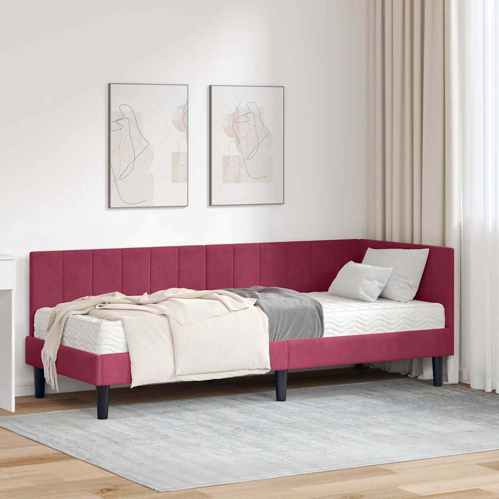 Hoekbedframe met Matras met hoofdeinde 2 pcs Groen Fluweel is nu te koop bij PeponiXL, paradijselijk wonen!