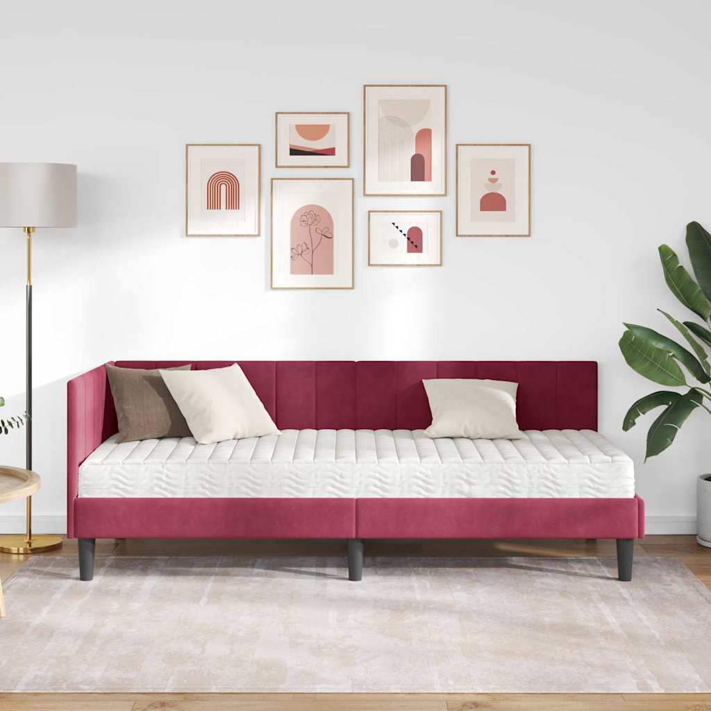 Hoekbedframe met Matras met hoofdeinde 2 pcs Groen Fluweel is nu te koop bij PeponiXL, paradijselijk wonen!
