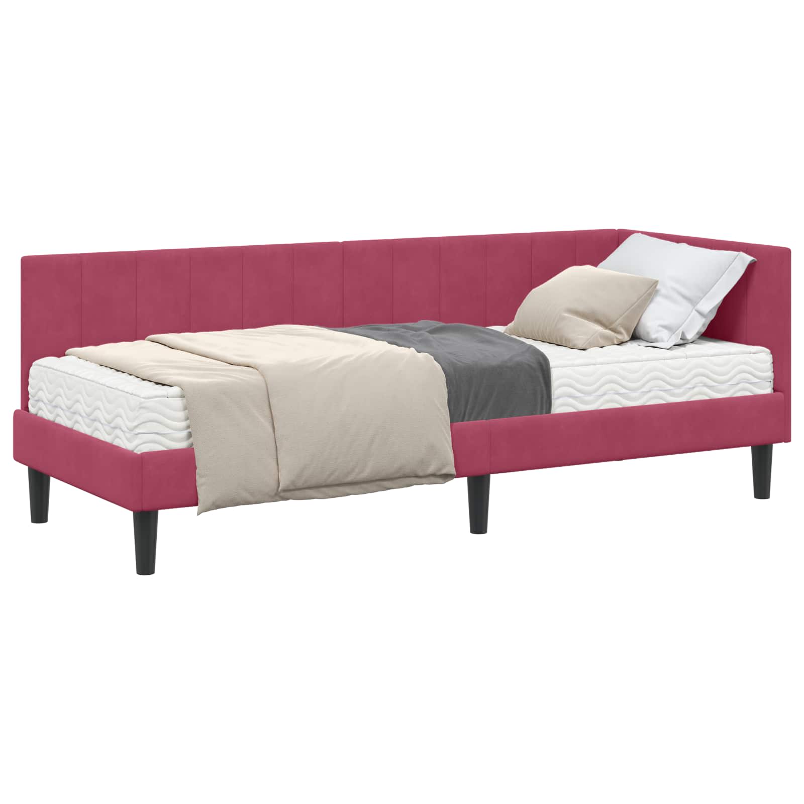 Hoekbedframe met Matras met hoofdeinde 2 pcs Groen Fluweel is nu te koop bij PeponiXL, paradijselijk wonen!