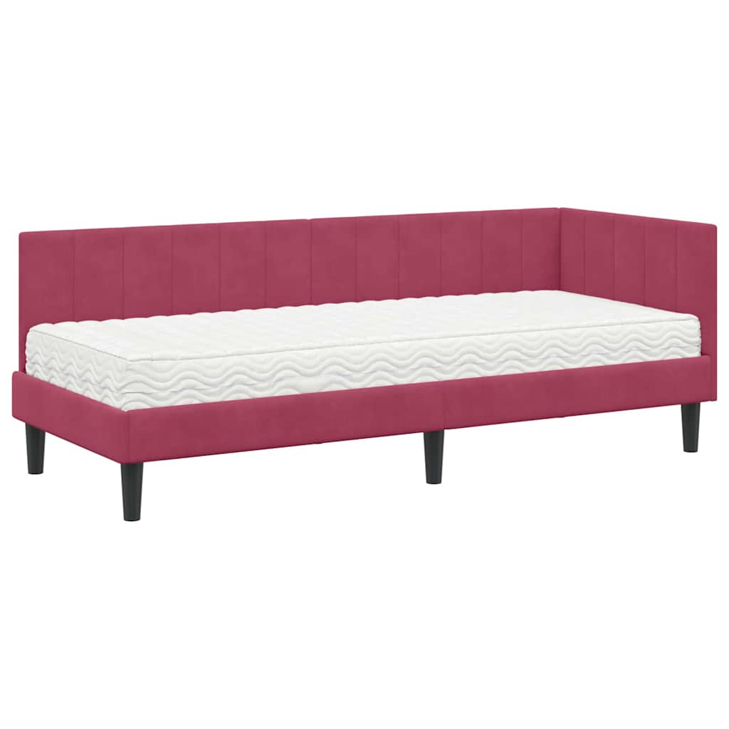 Hoekbedframe met Matras met hoofdeinde 2 pcs Groen Fluweel is nu te koop bij PeponiXL, paradijselijk wonen!