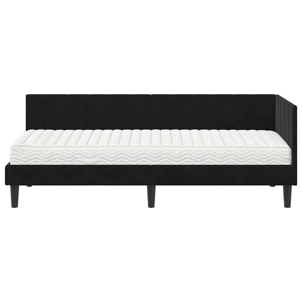 Hoekbedframe met Matras met matras 2 pcs Zwart Fluweel is nu te koop bij PeponiXL, paradijselijk wonen!