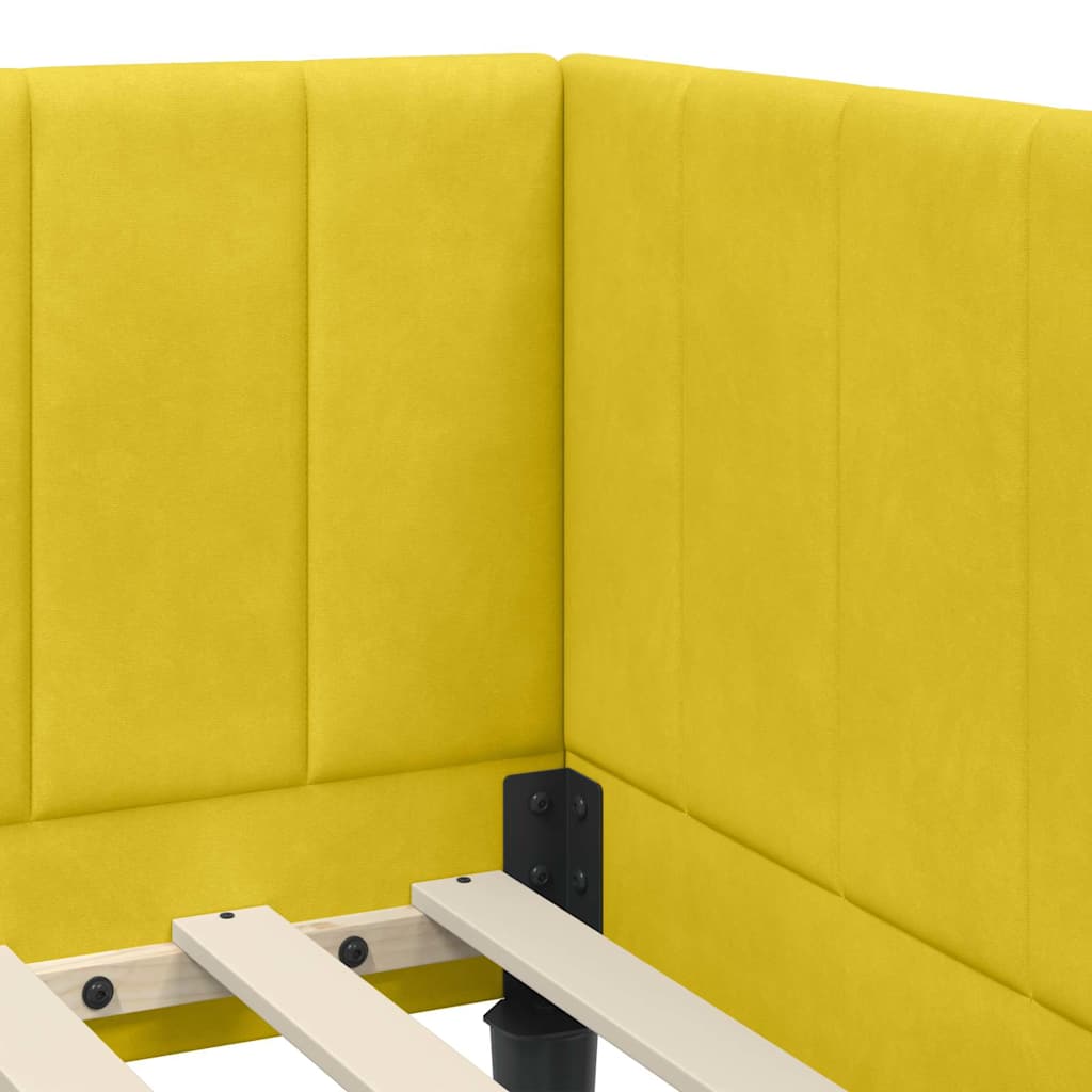 Hoekbedframe met Matras met hoofdeinde 2 pcs Geel Fluweel is nu te koop bij PeponiXL, paradijselijk wonen!