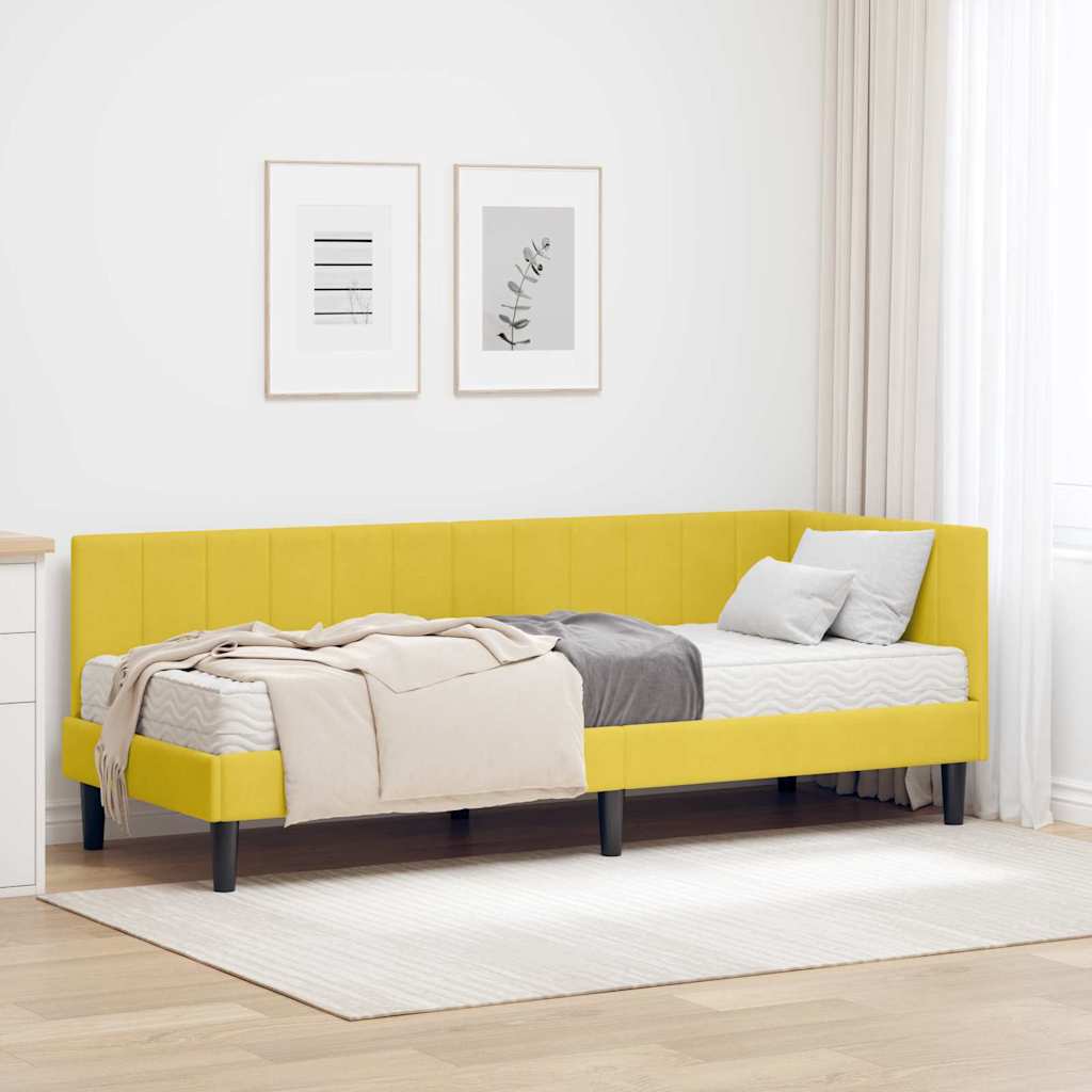 Hoekbedframe met Matras met hoofdeinde 2 pcs Geel Fluweel is nu te koop bij PeponiXL, paradijselijk wonen!