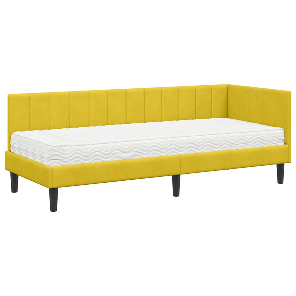 Hoekbedframe met Matras met hoofdeinde 2 pcs Geel Fluweel is nu te koop bij PeponiXL, paradijselijk wonen!