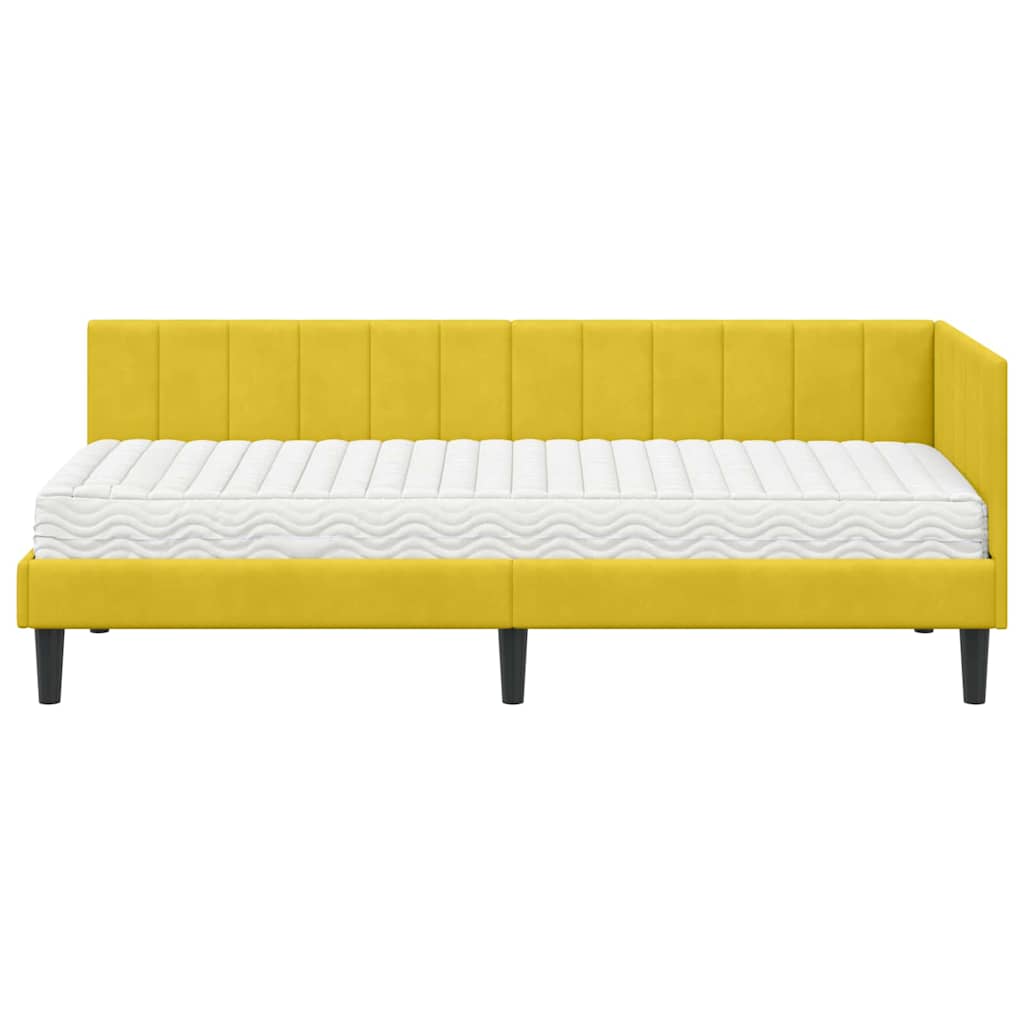 Hoekbedframe met Matras met hoofdeinde 2 pcs Geel Fluweel is nu te koop bij PeponiXL, paradijselijk wonen!