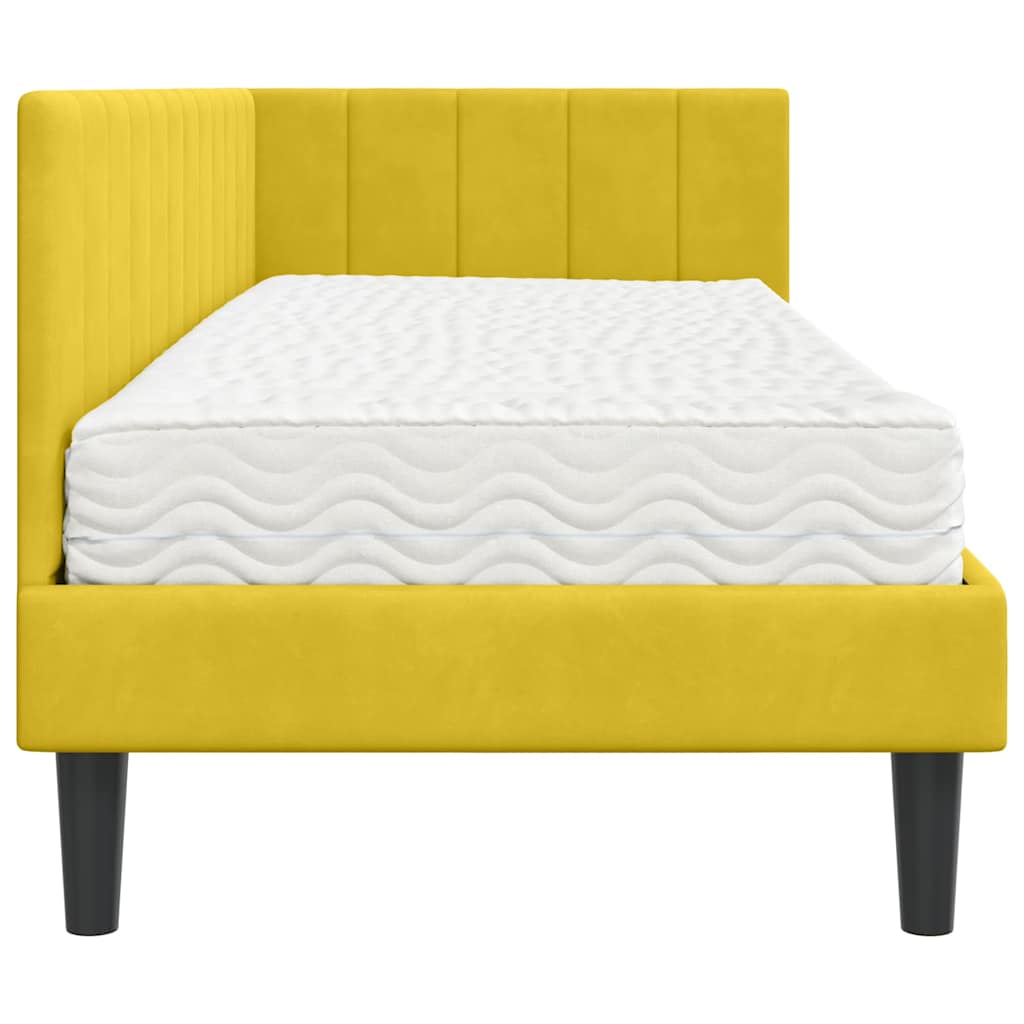 Hoekbedframe met Matras met hoofdeinde 2 pcs Geel Fluweel is nu te koop bij PeponiXL, paradijselijk wonen!