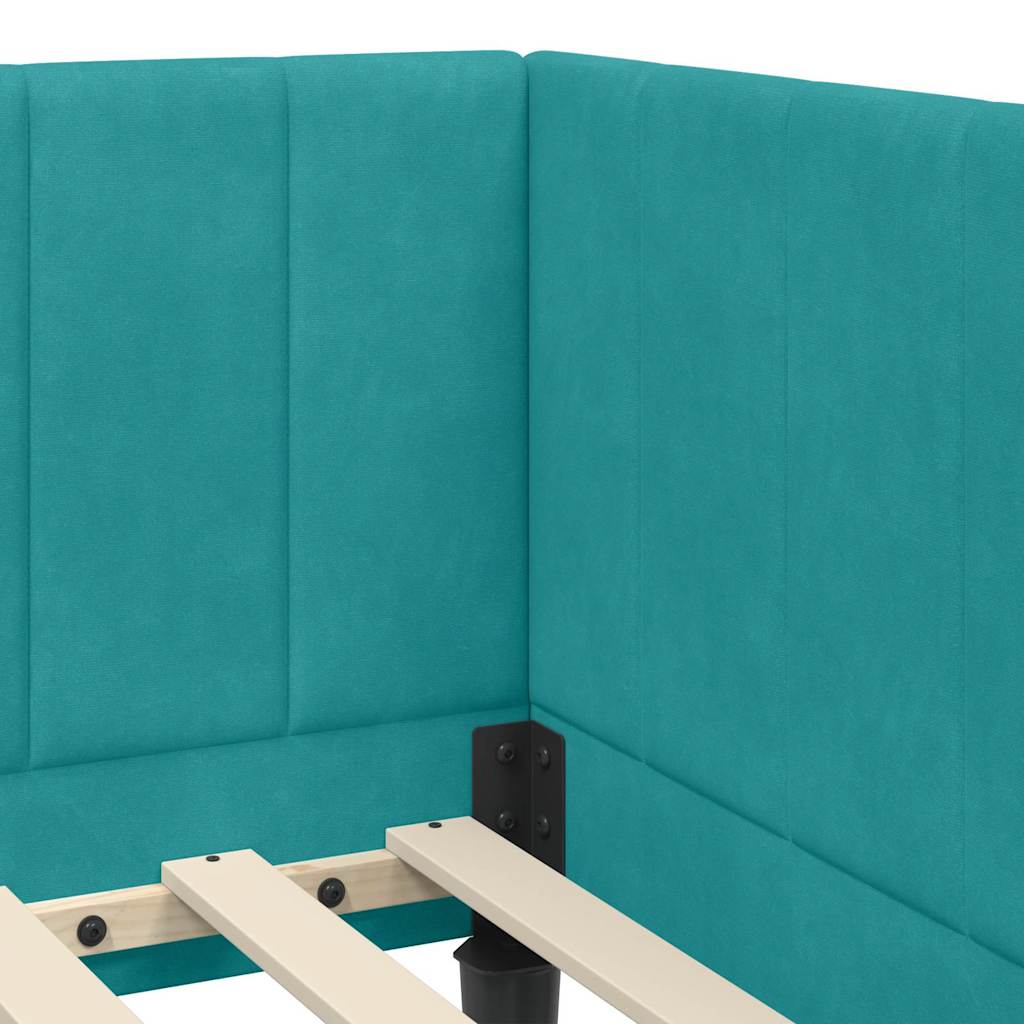 Hoekbedframe met Matras met hoofdeinde 2 pcs Turquoise Fluweel is nu te koop bij PeponiXL, paradijselijk wonen!