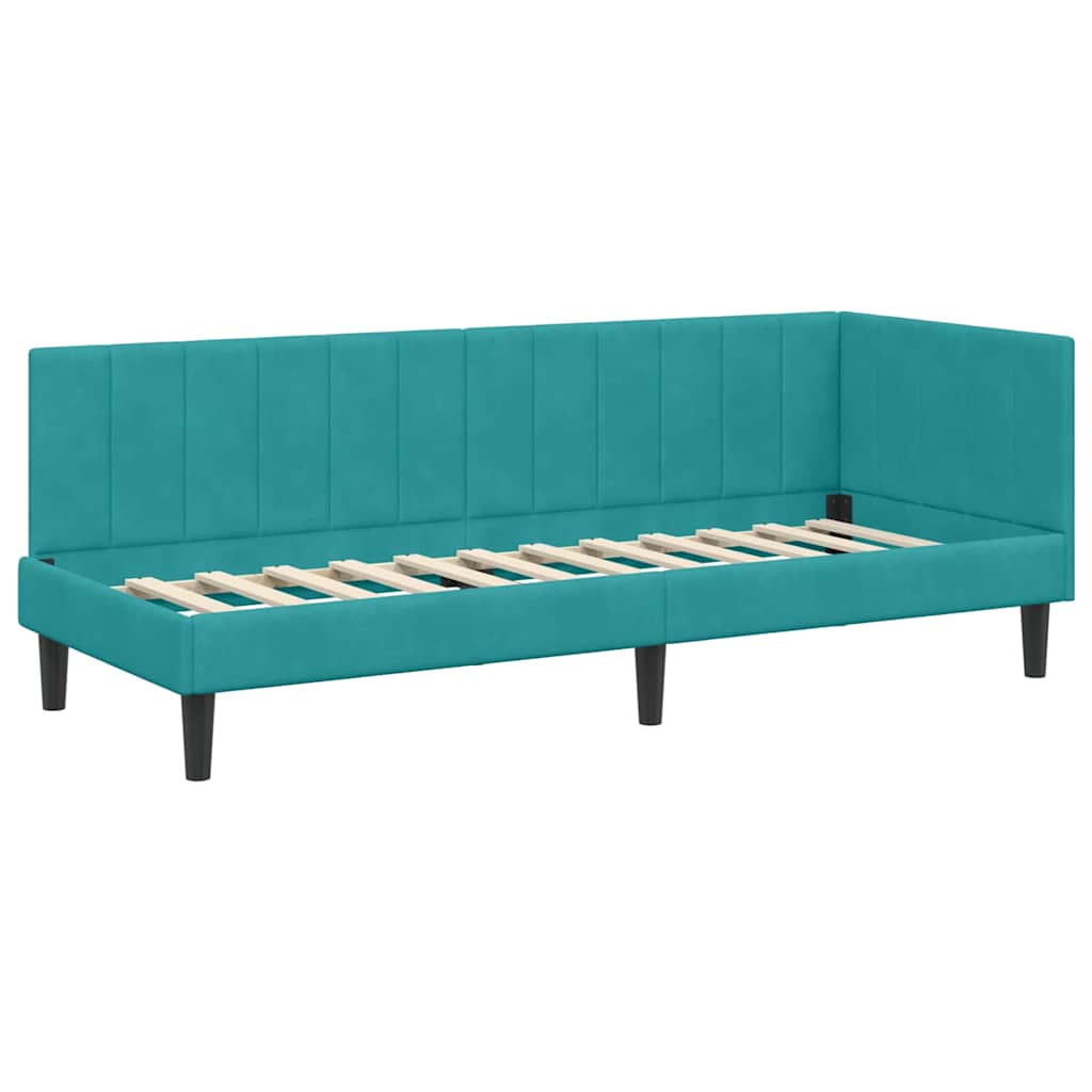 Hoekbedframe met Matras met hoofdeinde 2 pcs Turquoise Fluweel is nu te koop bij PeponiXL, paradijselijk wonen!