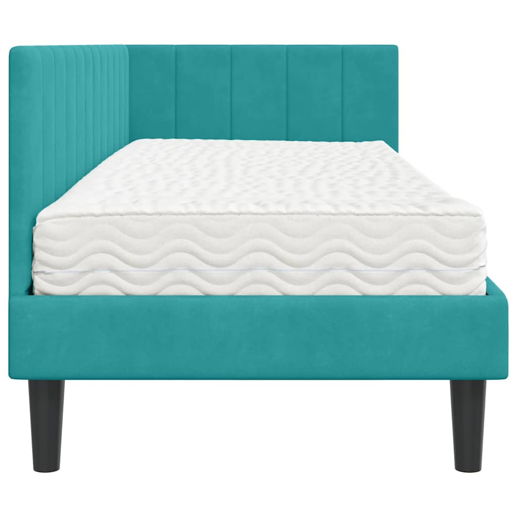 Hoekbedframe met Matras met hoofdeinde 2 pcs Turquoise Fluweel is nu te koop bij PeponiXL, paradijselijk wonen!