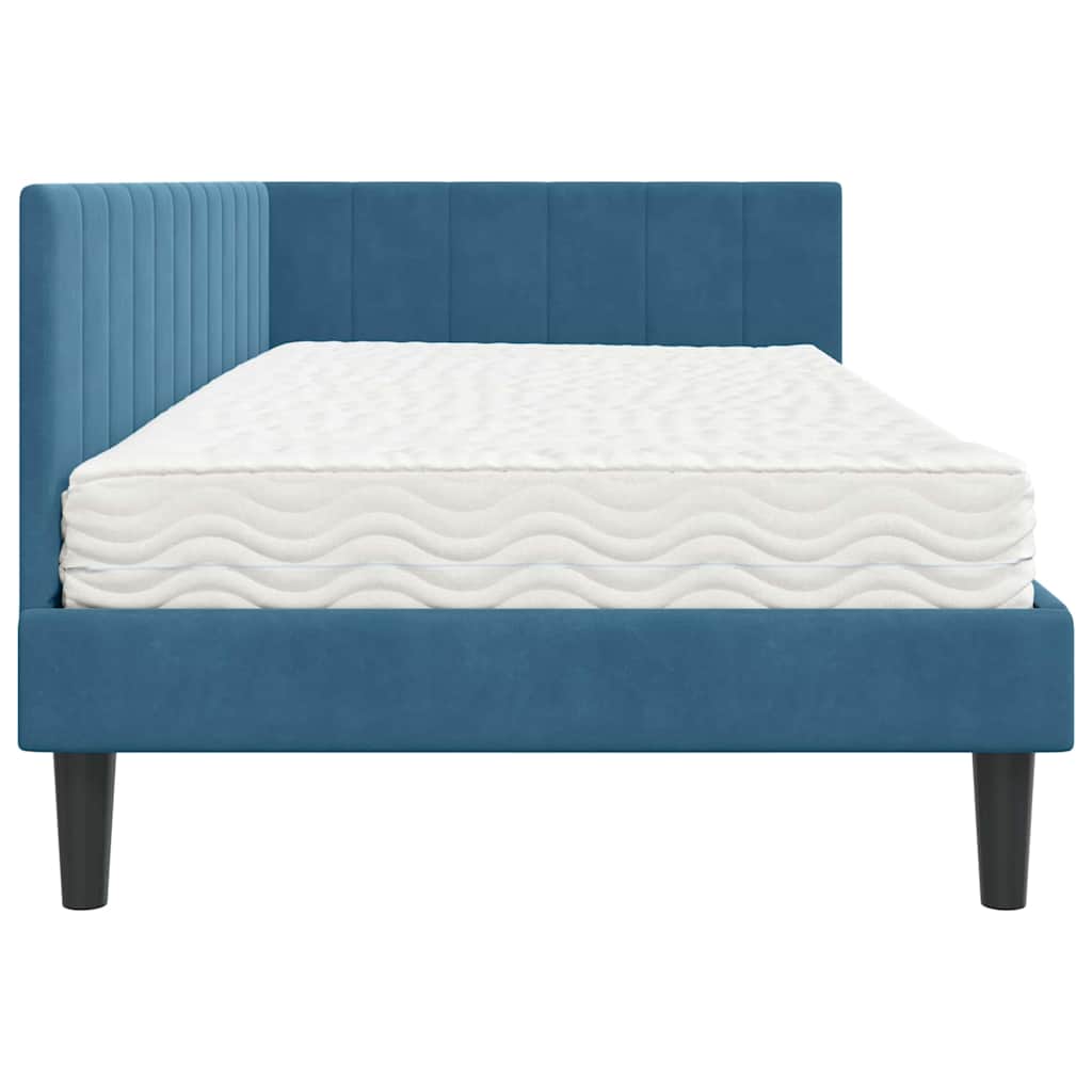 Hoekbedframe met Matras met matras 2 pcs Blauw Fluweel is nu te koop bij PeponiXL, paradijselijk wonen!