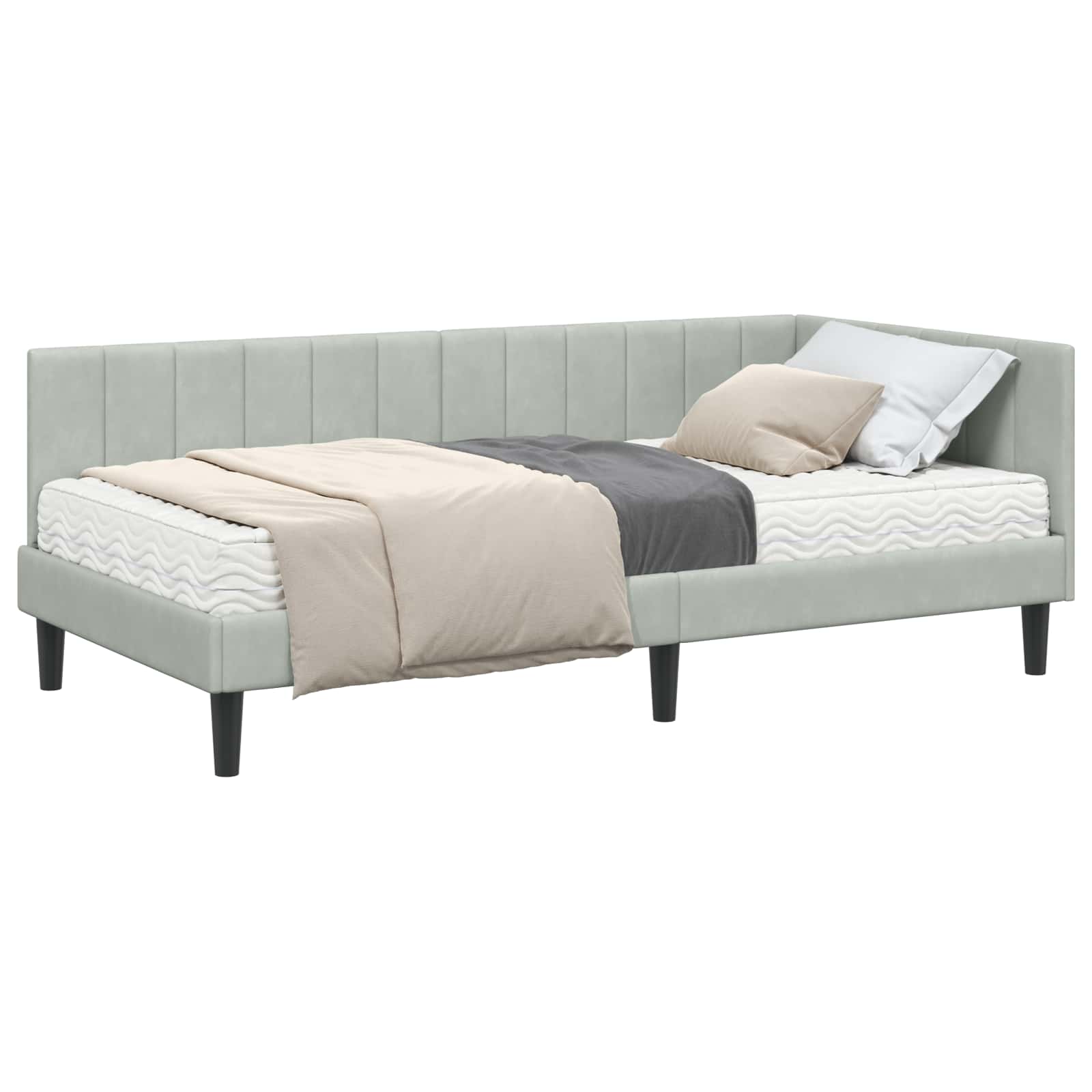 Hoekbedframe met Matras met matras 2 pcs Lichtgrijs Fluweel is nu te koop bij PeponiXL, paradijselijk wonen!