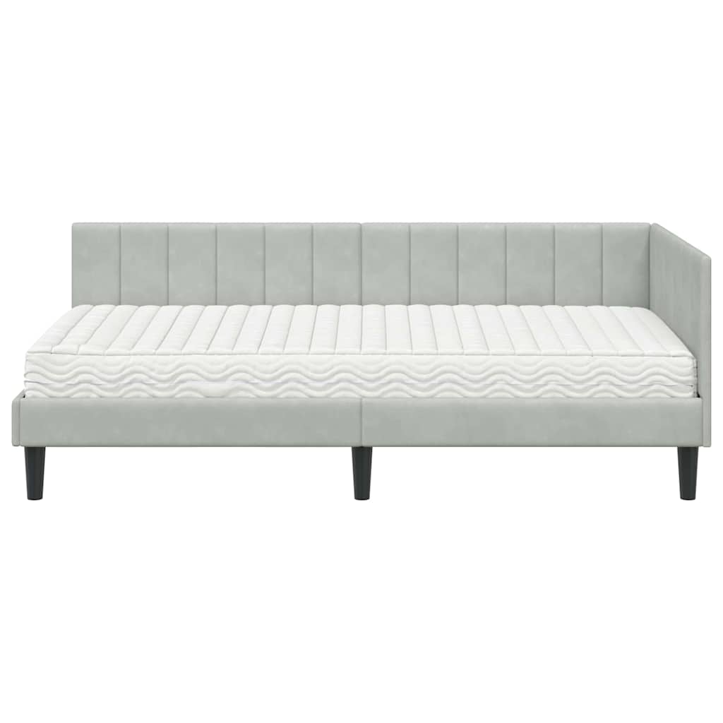 Hoekbedframe met Matras met matras 2 pcs Lichtgrijs Fluweel is nu te koop bij PeponiXL, paradijselijk wonen!
