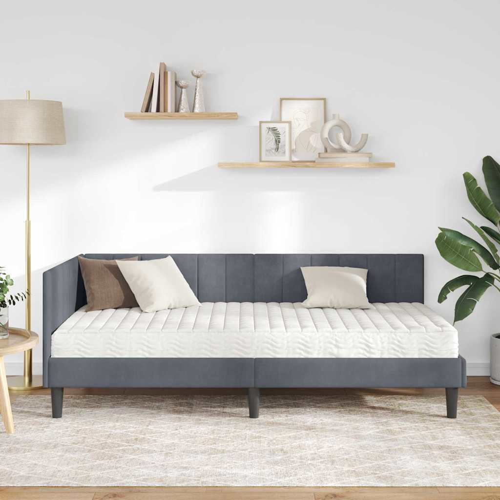 Hoekbedframe met Matras met hoofdeinde 2 pcs Grijs Fluweel is nu te koop bij PeponiXL, paradijselijk wonen!