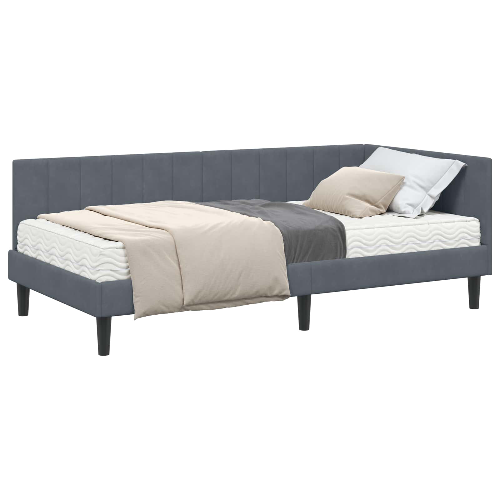 Hoekbedframe met Matras met hoofdeinde 2 pcs Grijs Fluweel is nu te koop bij PeponiXL, paradijselijk wonen!