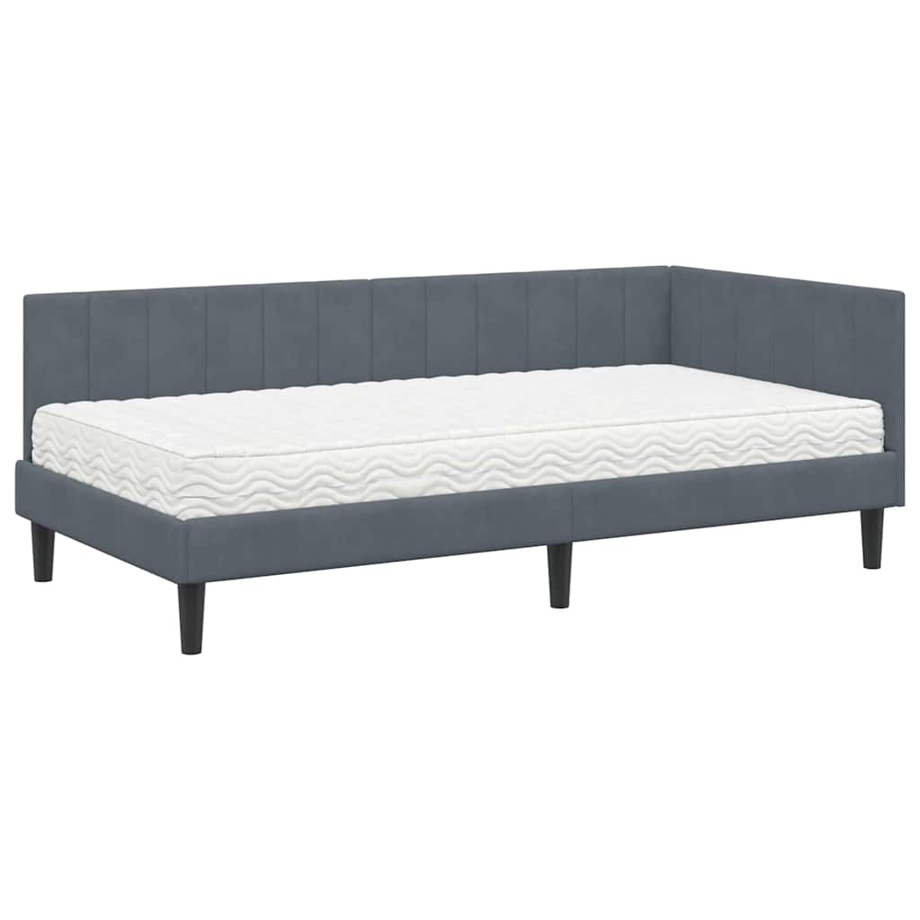 Hoekbedframe met Matras met hoofdeinde 2 pcs Grijs Fluweel is nu te koop bij PeponiXL, paradijselijk wonen!