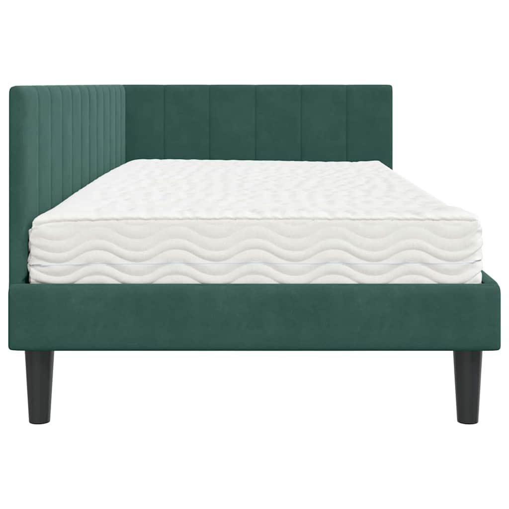 Hoekbedframe met Matras met matras 2 pcs Groen Fluweel is nu te koop bij PeponiXL, paradijselijk wonen!