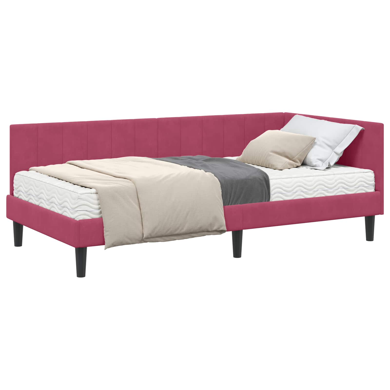 Hoekbedframe met Matras met matras 2 pcs Groen Fluweel is nu te koop bij PeponiXL, paradijselijk wonen!