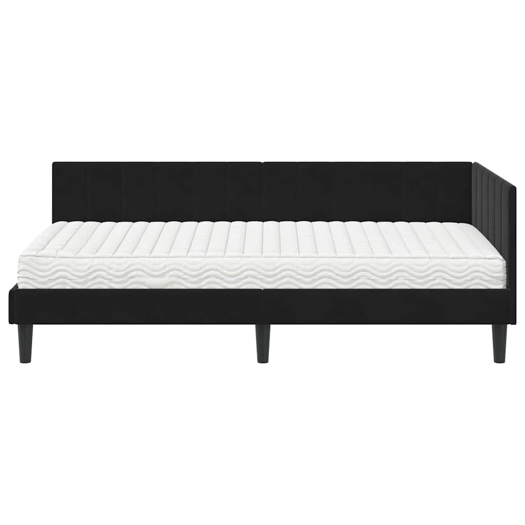 Hoekbedframe met Matras met hoofdeinde 2 pcs Zwart Fluweel is nu te koop bij PeponiXL, paradijselijk wonen!