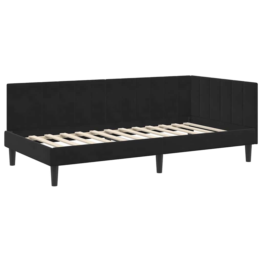 Hoekbedframe met Matras met hoofdeinde 2 pcs Zwart Fluweel is nu te koop bij PeponiXL, paradijselijk wonen!