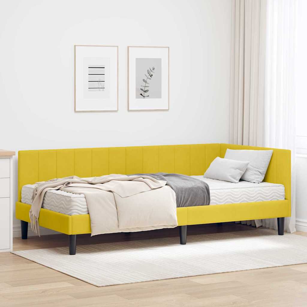 Hoekbedframe met Matras met hoofdeinde 2 pcs Geel Fluweel is nu te koop bij PeponiXL, paradijselijk wonen!