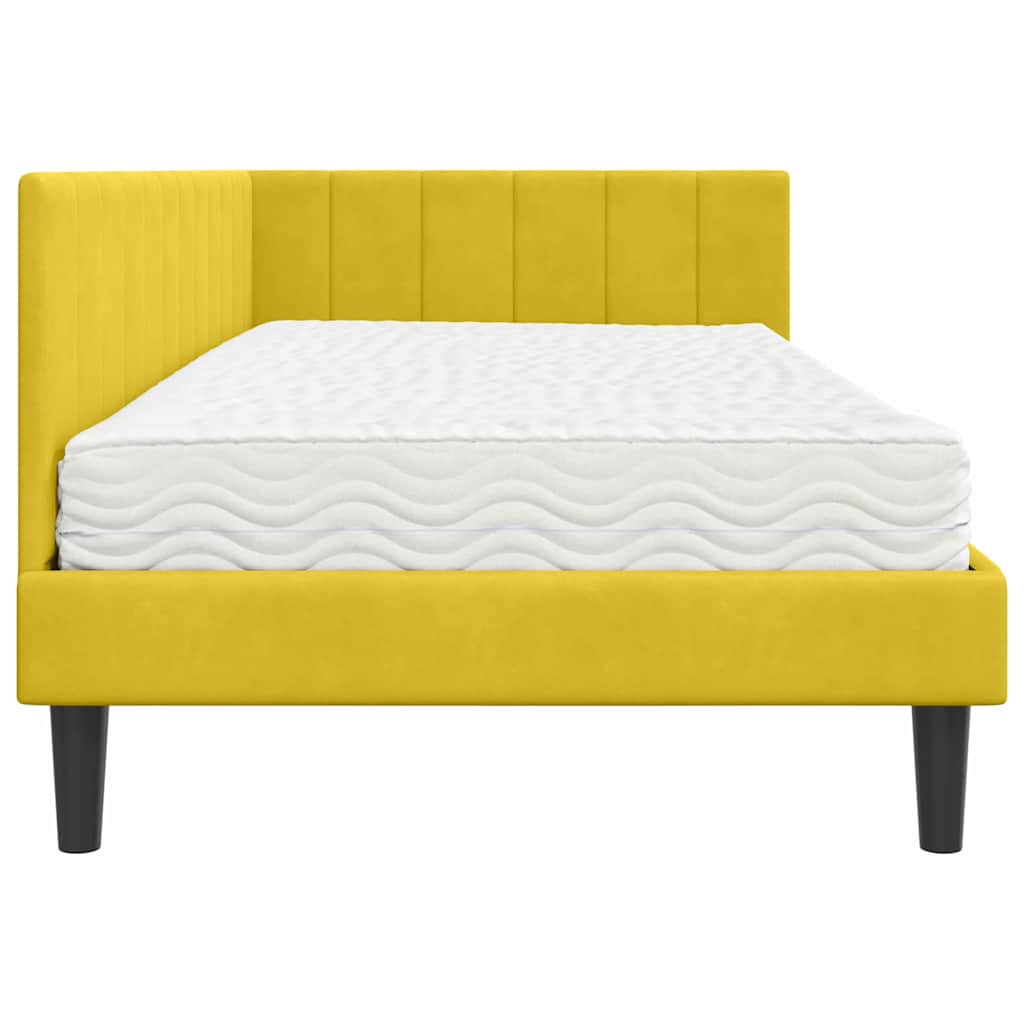 Hoekbedframe met Matras met hoofdeinde 2 pcs Geel Fluweel is nu te koop bij PeponiXL, paradijselijk wonen!