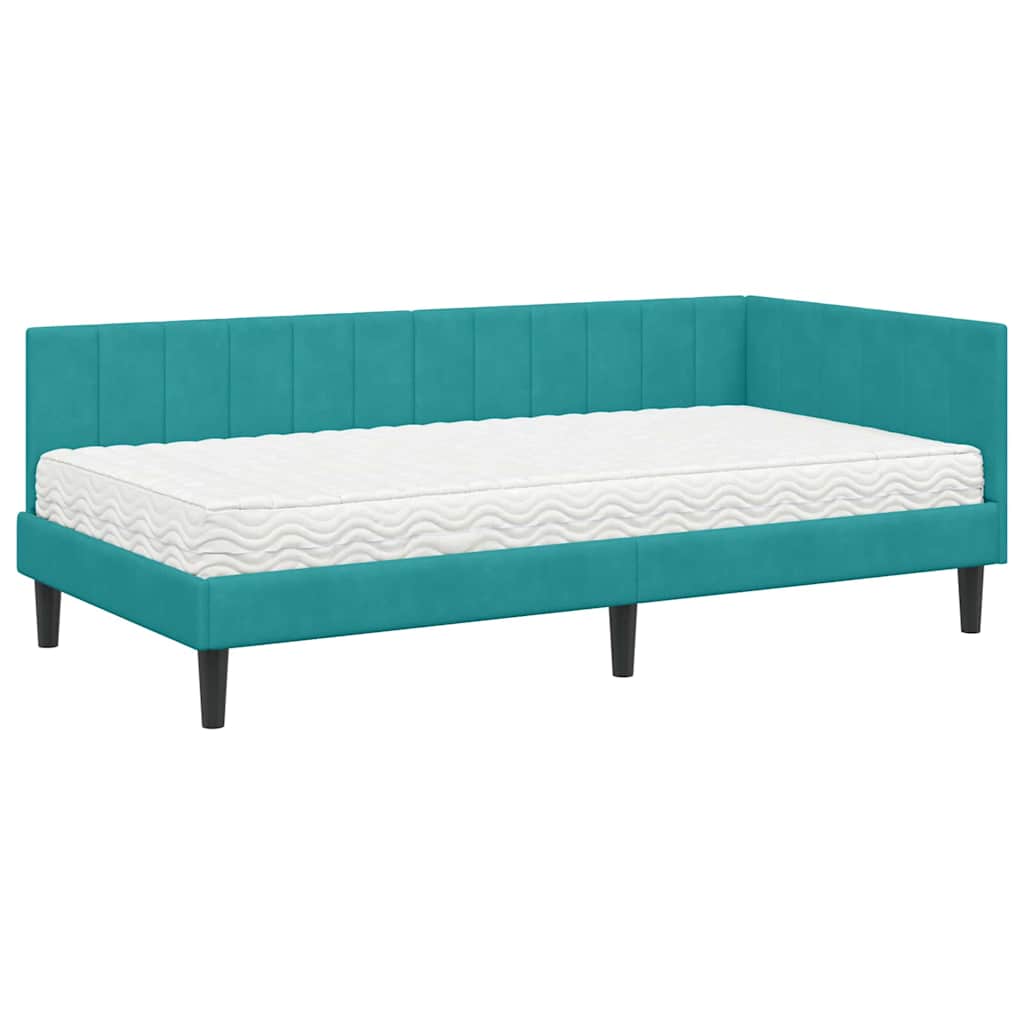Hoekbedframe met Matras met matras 2 pcs Turquoise Fluweel is nu te koop bij PeponiXL, paradijselijk wonen!