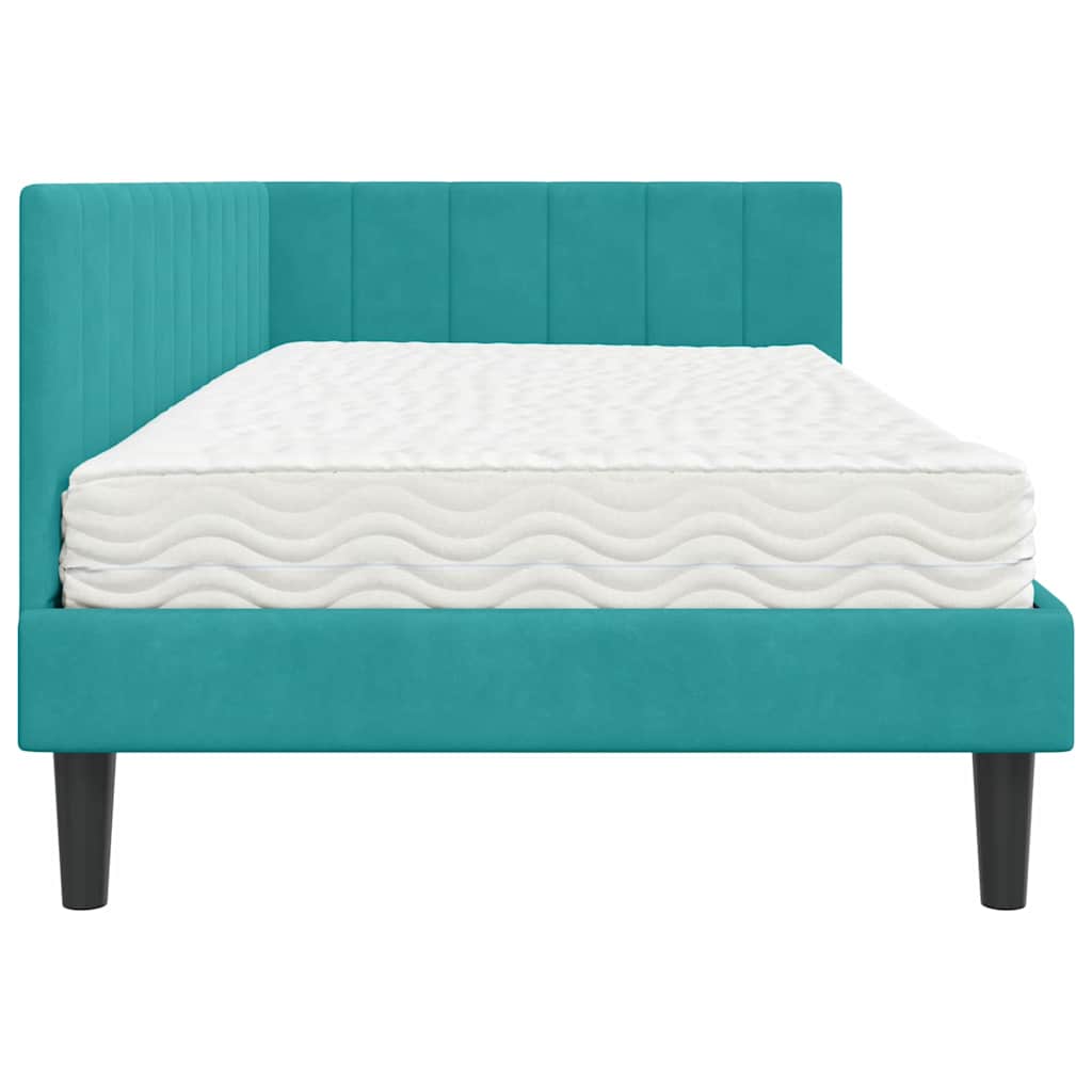 Hoekbedframe met Matras met matras 2 pcs Turquoise Fluweel is nu te koop bij PeponiXL, paradijselijk wonen!