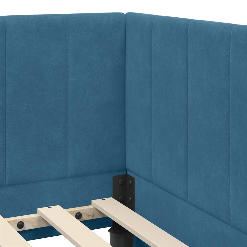 Hoekbedframe met Matras met matras 2 pcs Blauw Fluweel is nu te koop bij PeponiXL, paradijselijk wonen!
