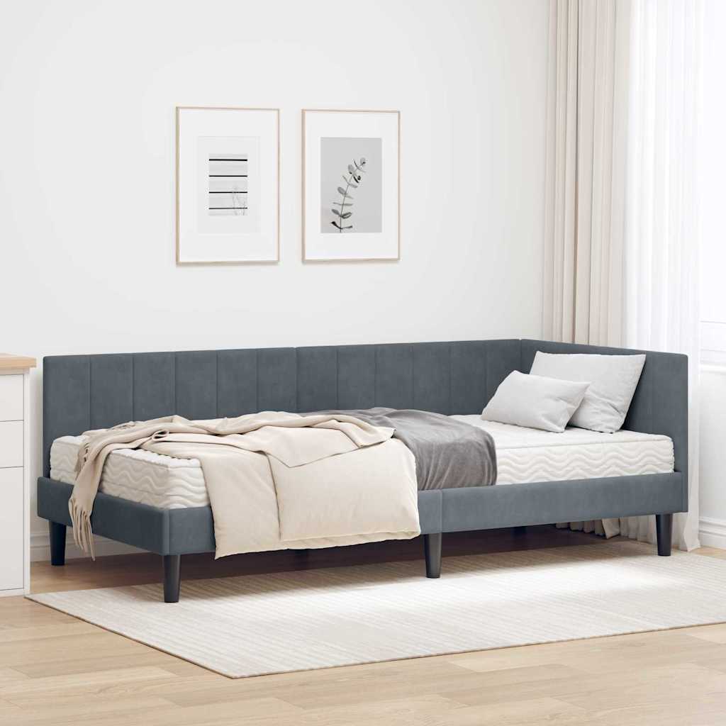 Hoekbedframe met Matras met matras 2 pcs Grijs Fluweel is nu te koop bij PeponiXL, paradijselijk wonen!