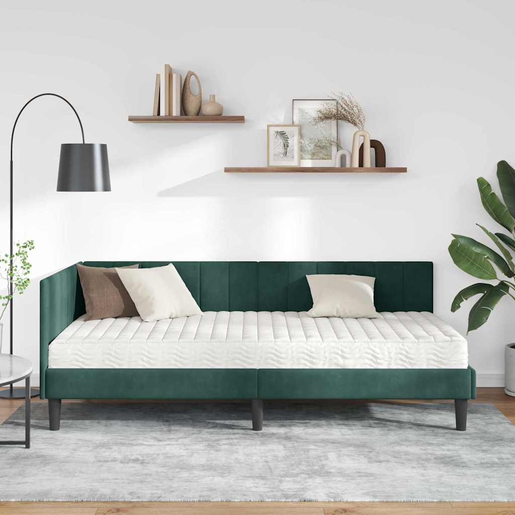 Hoekbedframe met Matras met matras 2 pcs Groen Fluweel is nu te koop bij PeponiXL, paradijselijk wonen!