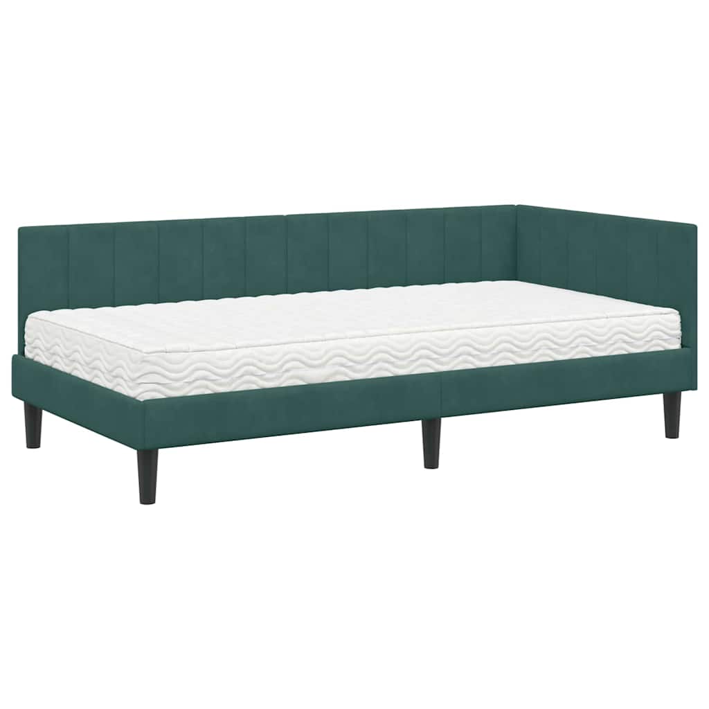 Hoekbedframe met Matras met matras 2 pcs Groen Fluweel is nu te koop bij PeponiXL, paradijselijk wonen!