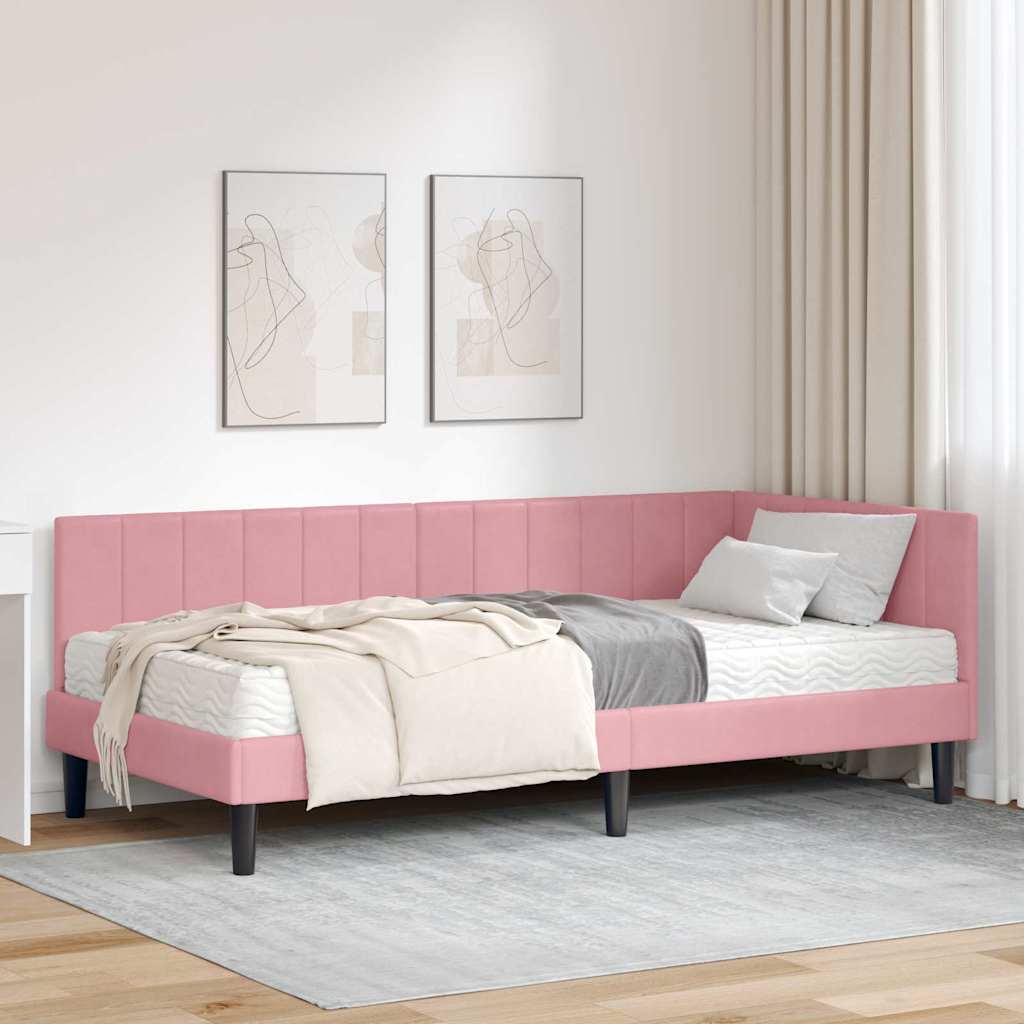 Hoekbedframe met Matras met matras 2 pcs Grijs Fluweel is nu te koop bij PeponiXL, paradijselijk wonen!