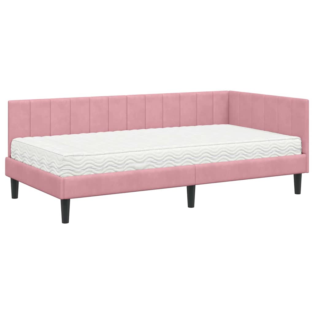 Hoekbedframe met Matras met matras 2 pcs Grijs Fluweel is nu te koop bij PeponiXL, paradijselijk wonen!