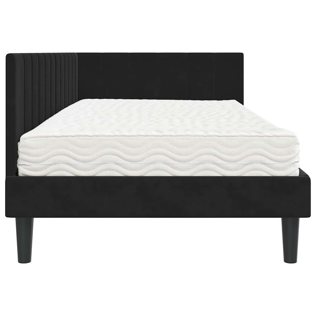 Hoekbedframe met Matras met matras 2 pcs Zwart Fluweel is nu te koop bij PeponiXL, paradijselijk wonen!