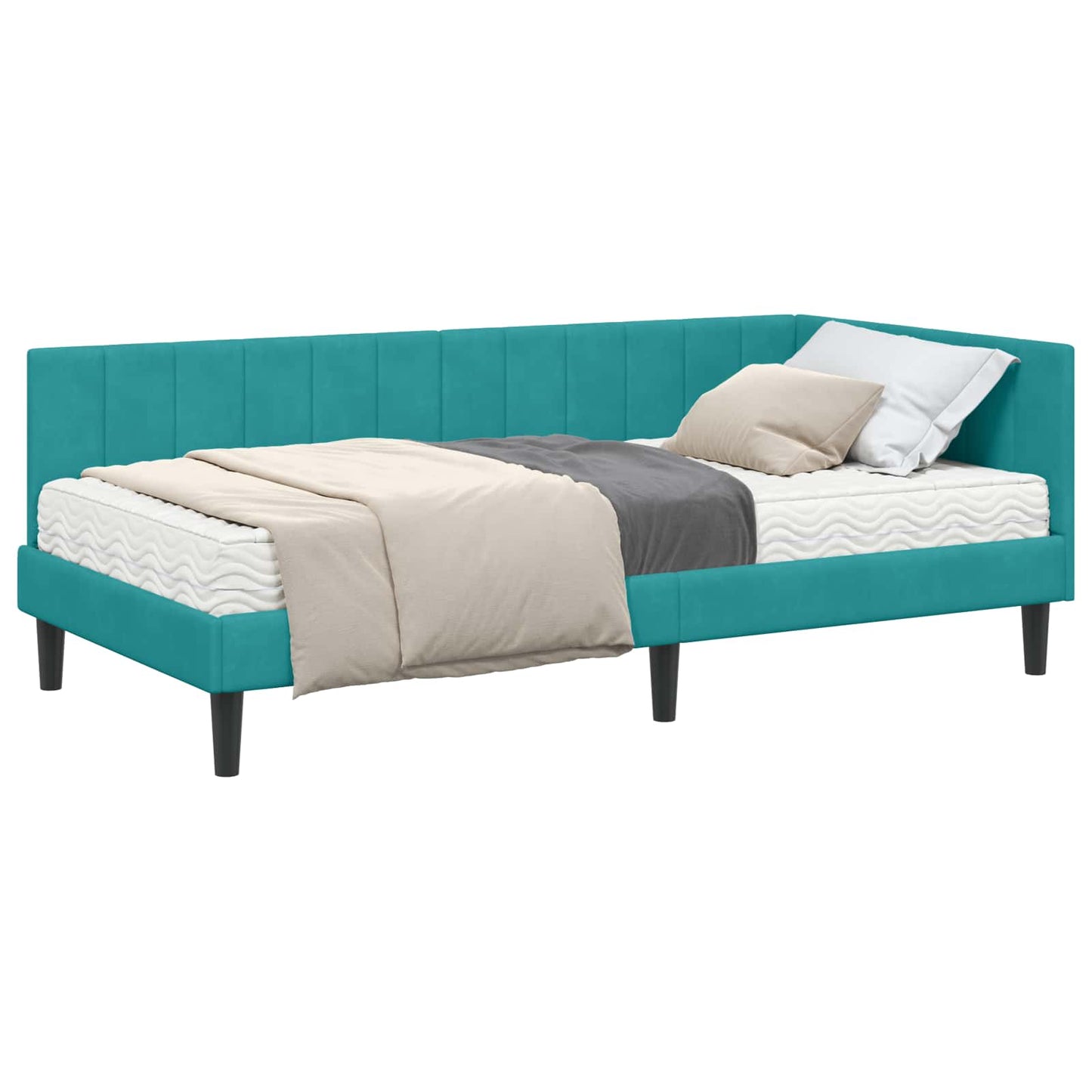 Hoekbedframe met Matras met matras 2 pcs Turquoise Fluweel is nu te koop bij PeponiXL, paradijselijk wonen!