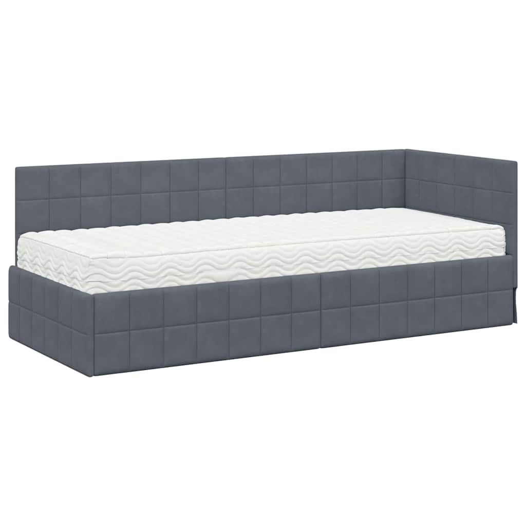 Hoekbedframe met Matras met hoofdeinde 2 pcs Grijs Fluweel is nu te koop bij PeponiXL, paradijselijk wonen!