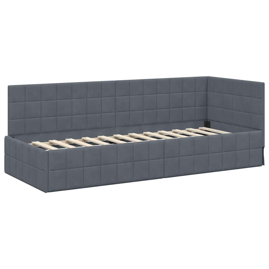 Hoekbedframe met Matras met hoofdeinde 2 pcs Grijs Fluweel is nu te koop bij PeponiXL, paradijselijk wonen!