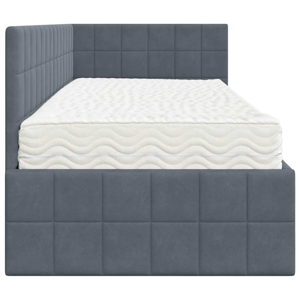 Hoekbedframe met Matras met hoofdeinde 2 pcs Grijs Fluweel is nu te koop bij PeponiXL, paradijselijk wonen!