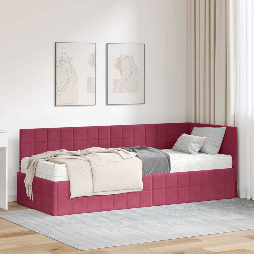 Hoekbedframe met Matras met hoofdeinde 2 pcs Groen Fluweel is nu te koop bij PeponiXL, paradijselijk wonen!